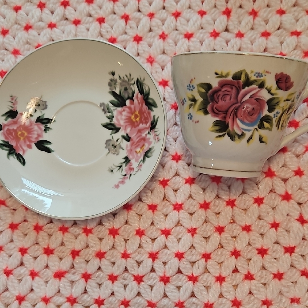 Floral Teacup and Saucer Set